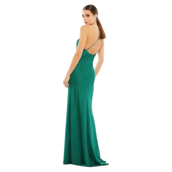 NWOT leena by Mac Duggal ONE SHOULDER WOMENS EMERALD GREEN NEW - Picture 7 of 7